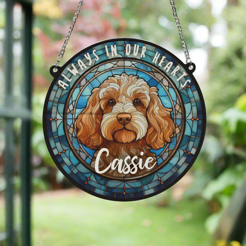 Cockapoo Golden Memorial Stained Glass Effect Suncatcher